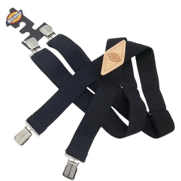 NWT Dickies Men's 1.5” Solid Black Straight Clip Adjustable X Back Suspender OS - Picture 6 of 10